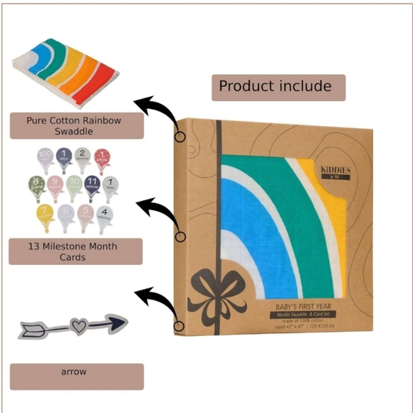 Baby Swaddle Blanket Rainbow - Picture 3 of 3